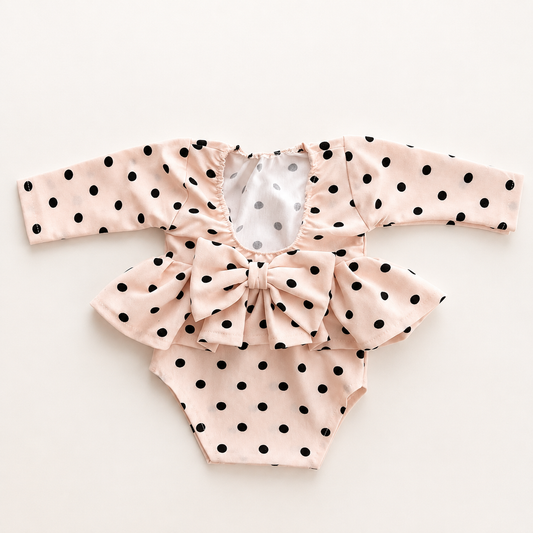 Blush Polka Dot Peplum Bodysuit – Newborn Photography Props