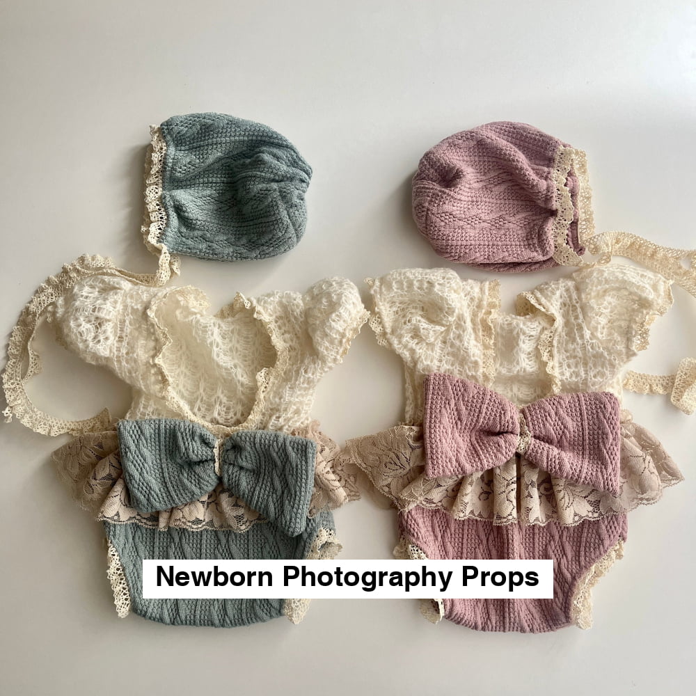 Amey Braid Mint and pink Newborn Photography Prop Outfit For Girl