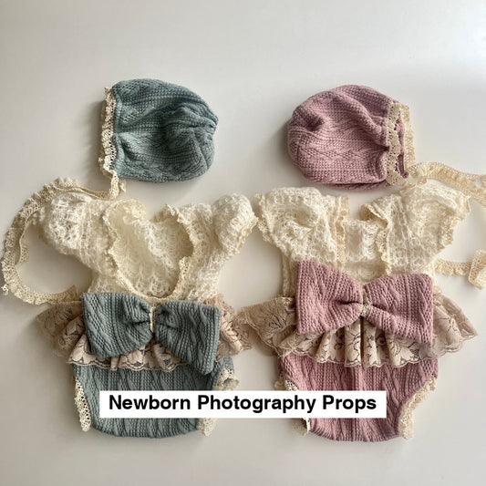Amey Braid Mint and pink Newborn Photography Prop Outfit For Girl