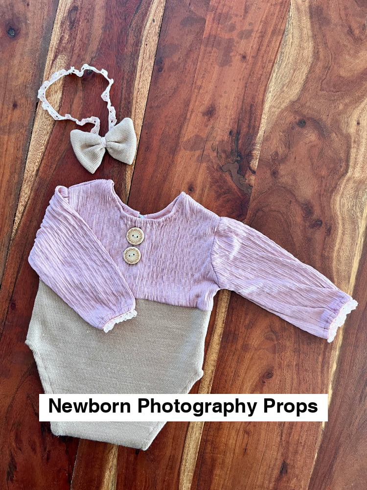 Anne pink and beige boho Newborn Photography Prop Outfit For Girl