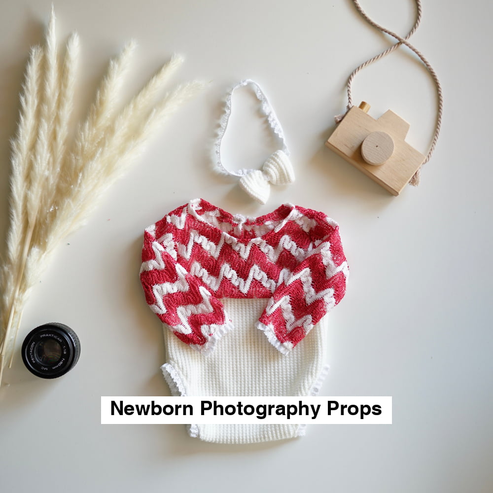 Anne red & white Newborn Photography Prop Outfit For Girl