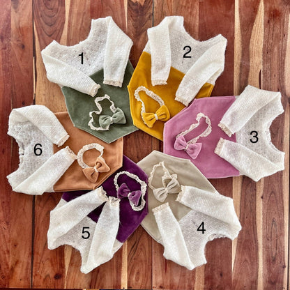 Anne velvet Newborn or sitter Photography Prop Outfit For Girl