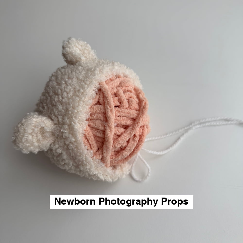 Bear Cream Bonnet Newborn Photography Props