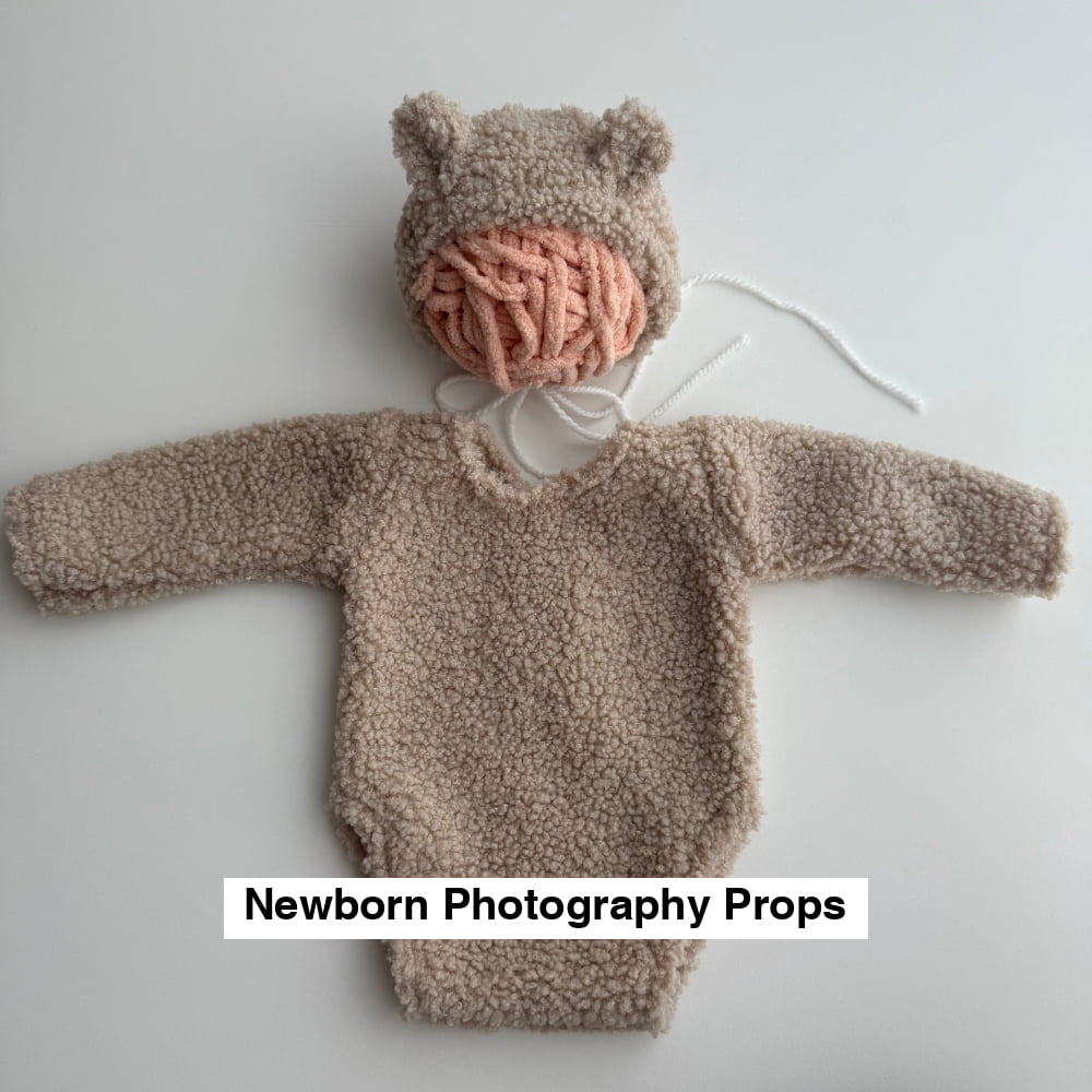 Bear milkshake outfit with bonnet Newborn Photography Prop