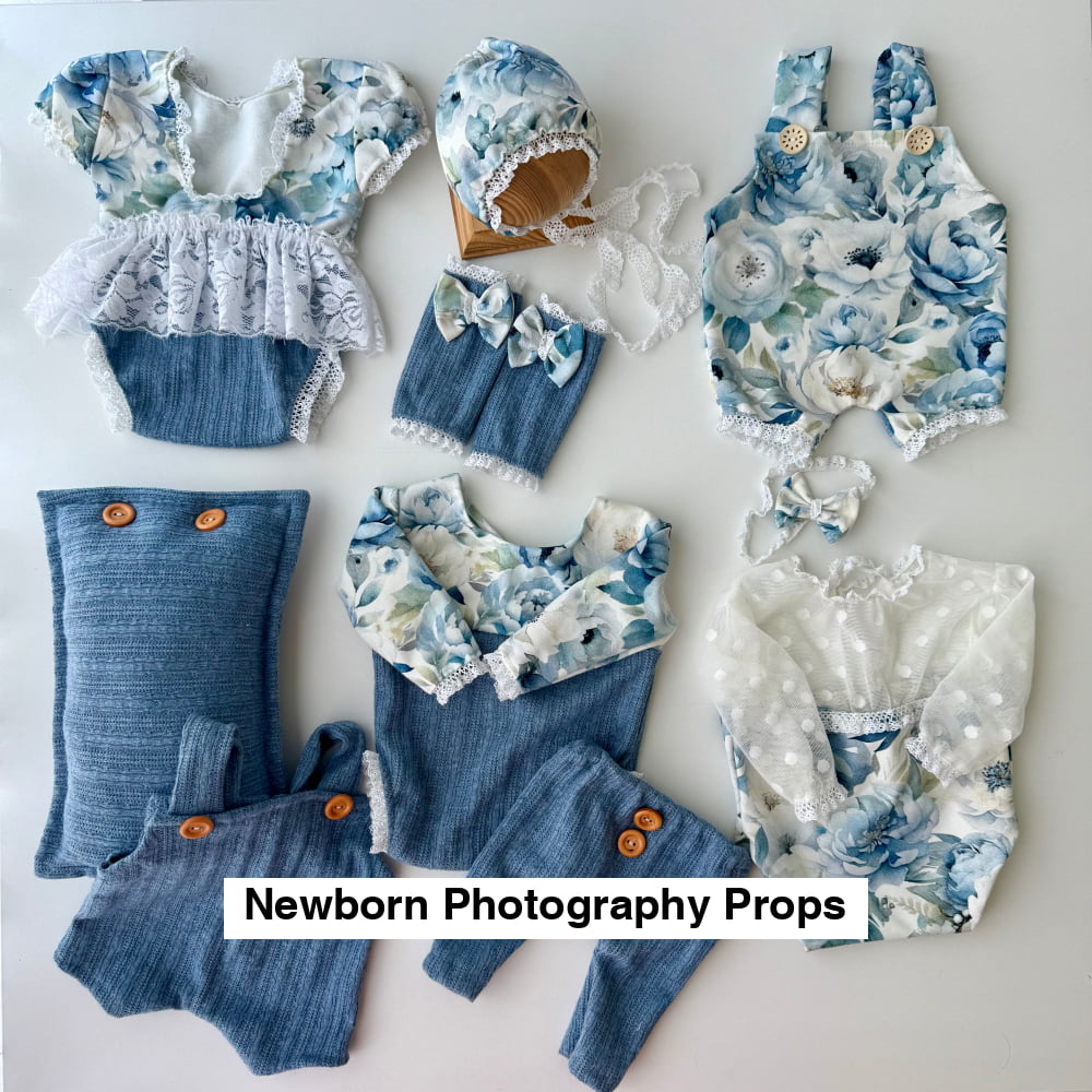 Blue Blossoms Collection Newborn Photography Prop