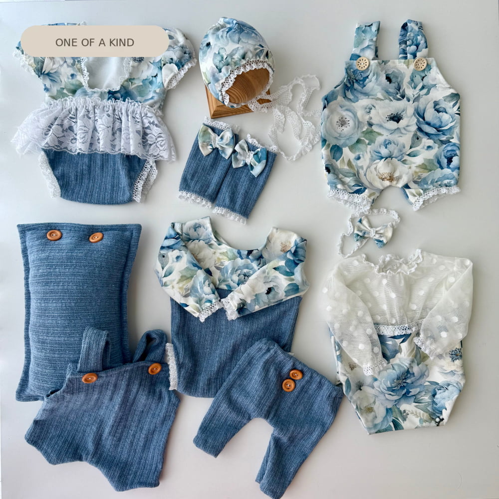 Blue Blossoms Collection Newborn Photography Prop