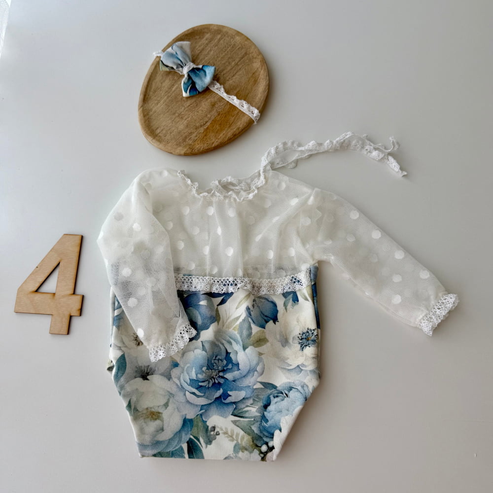 Blue Blossoms Collection Newborn Photography Prop - 4