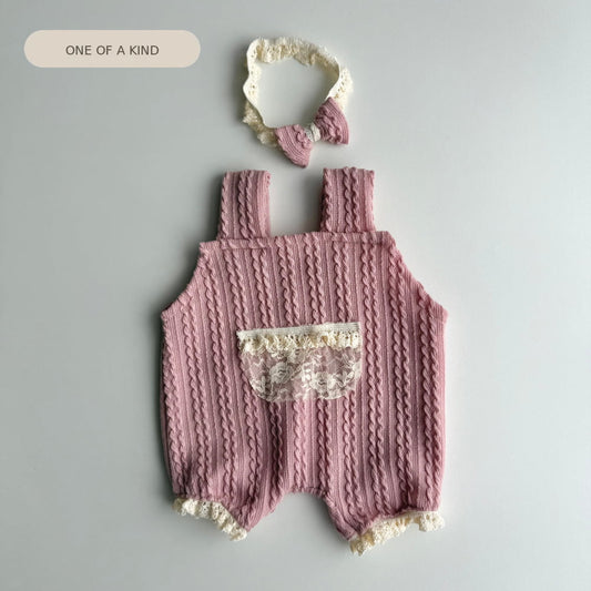 Blush Cable Knit Overalls Set – Newborn Photography Props