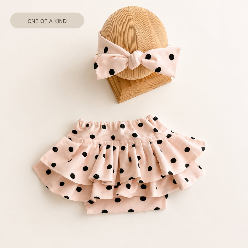 Blush Polka Dot Ruffle Bloomers & Bow Headband Set – Newborn Photography Props