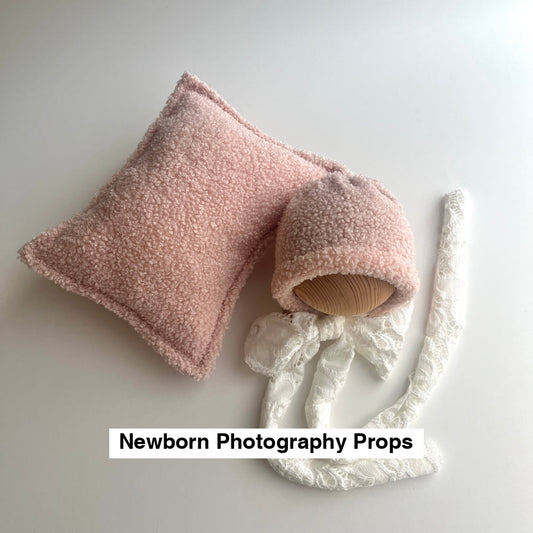 Bonnet with pillow pink sheep Newborn Photography Props