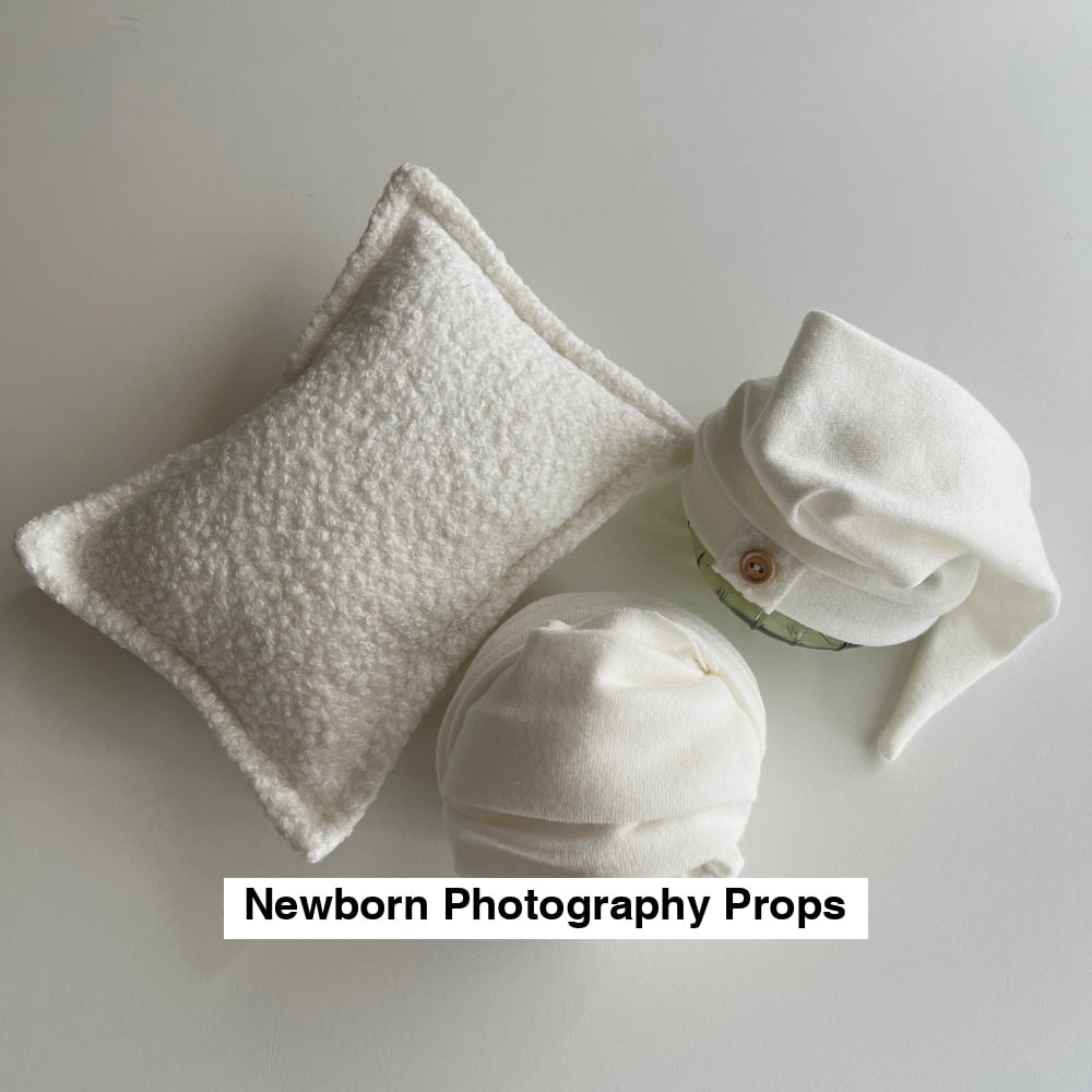 Cream Hat with pillow and wrap Newborn Photography Props