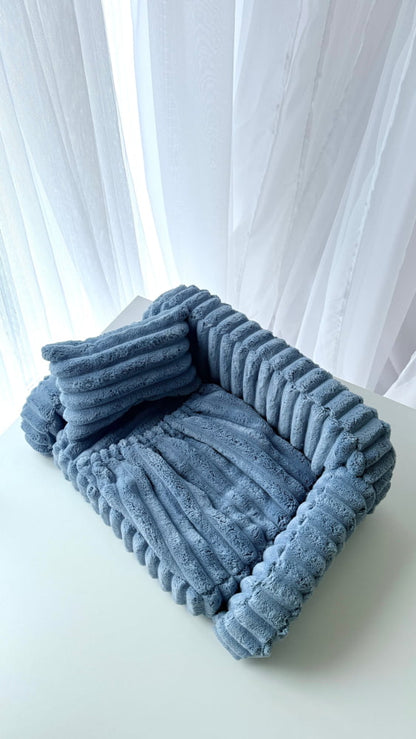 Cream Newborn Photography Bed – 3-in-1 Photo Prop Made to Order • 5 Business Days - Blue