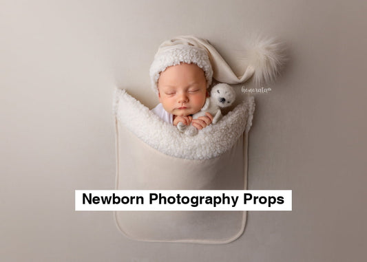 Cream Santa Hat Backdrop with a pocket. Newborn photo props