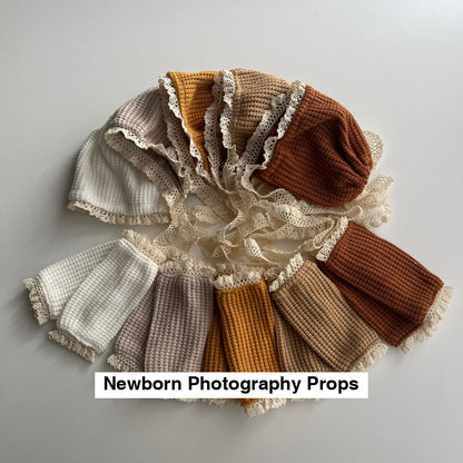 Dalia bonnet set with leg warmers Newborn Photography Prop