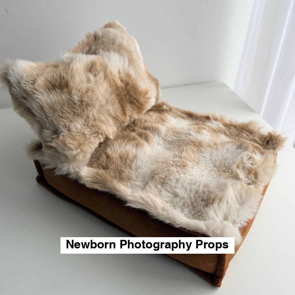 Double-Sided Newborn Photography Mattress – Faux Fur & Brown Leather Look
