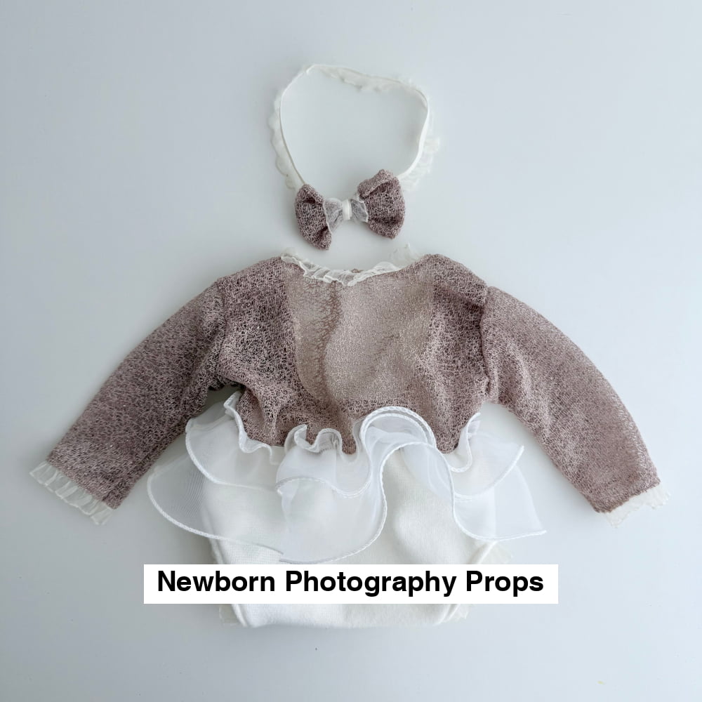 Dusty Rose Lace Newborn Romper Set
