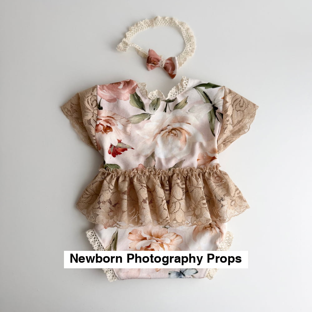🌸 Floral Lace Newborn Romper