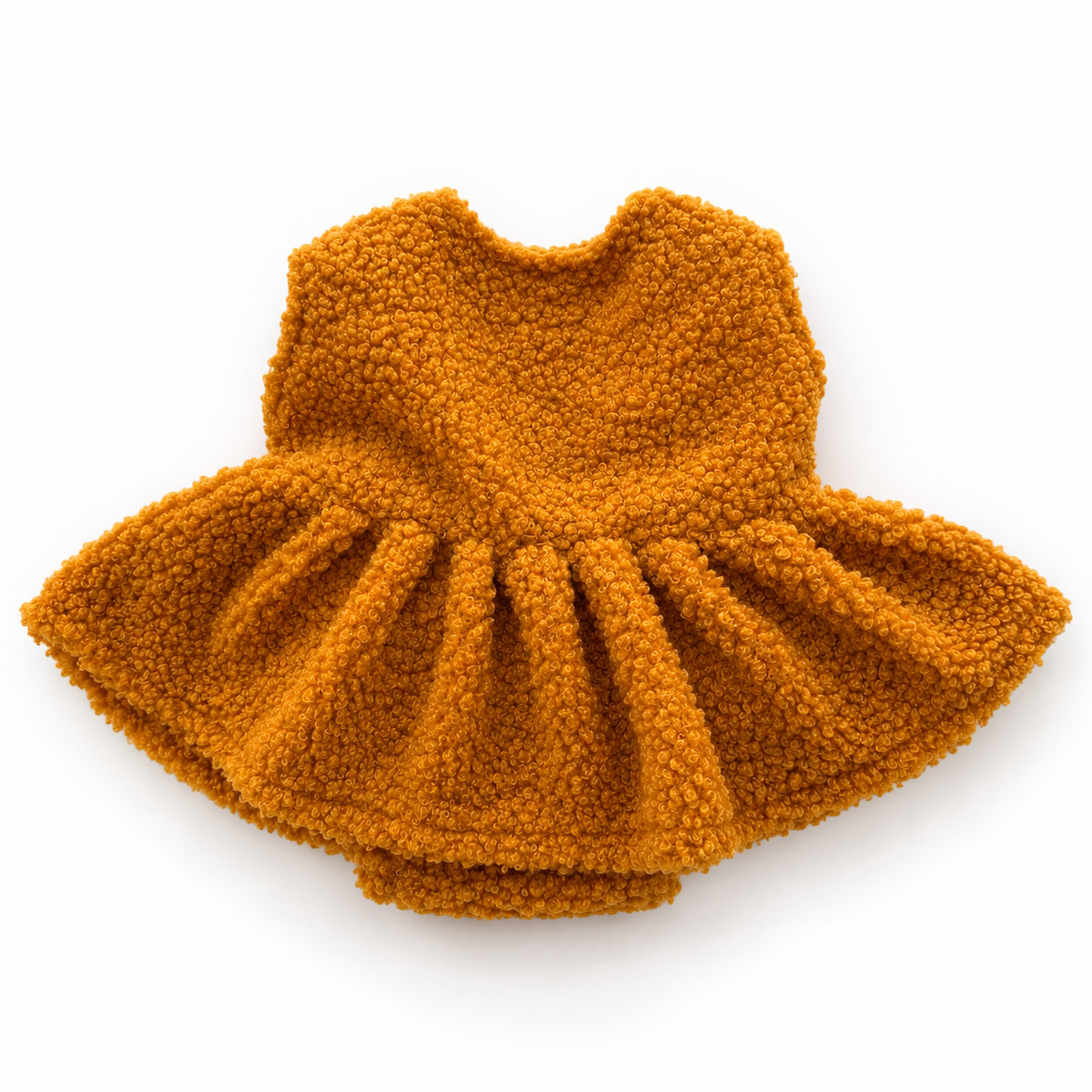 Mustard gold boucle newborn photography dress romper front view