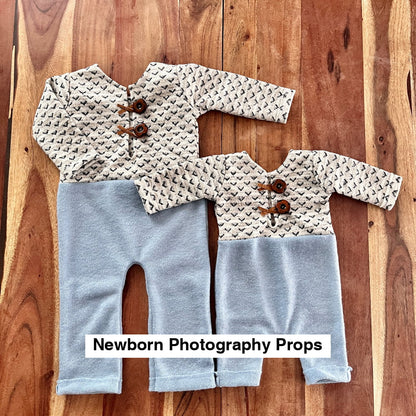 James Boho blue and grey Newborn Sitter Photography Props