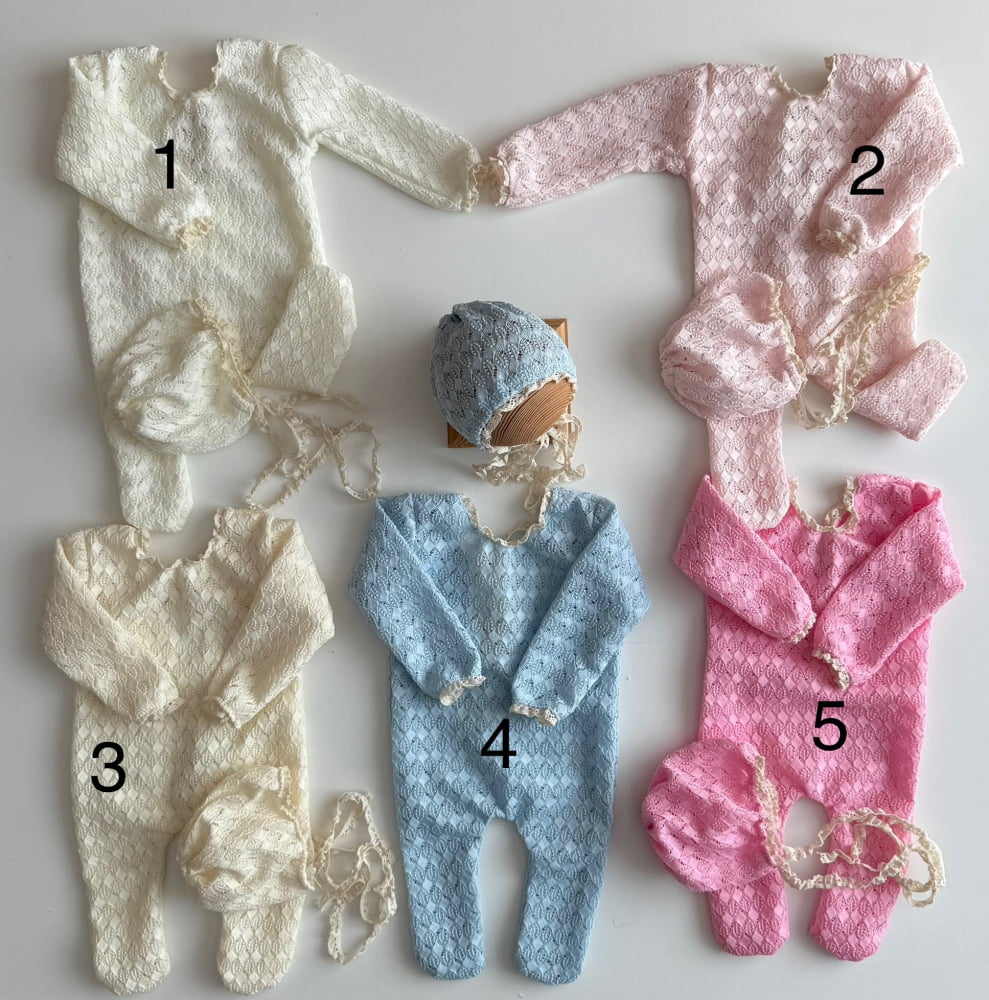 Lucy Boho lace fullfit with bonnet Newborn Photography Props
