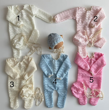 Lucy Boho lace fullfit with bonnet Newborn Photography Props