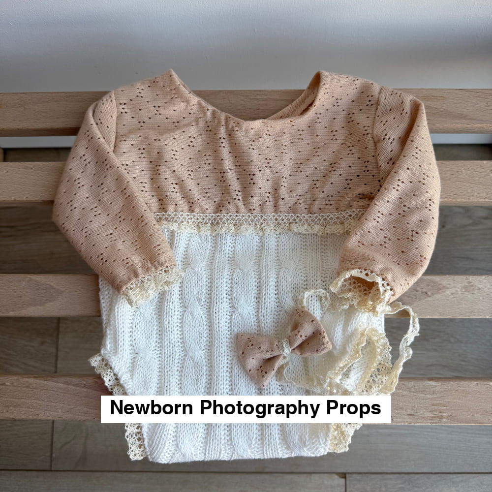 Marcelina braid cream Newborn Photography Prop Outfit For Girl - Newborn