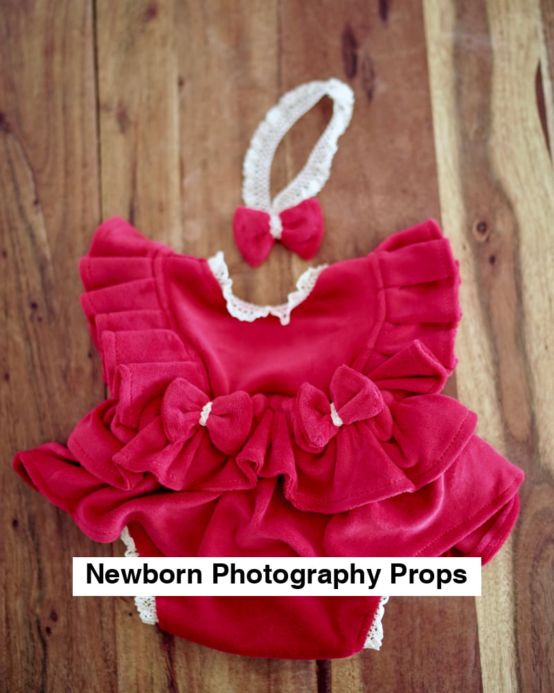 Marika velvet red Newborn Photography Props