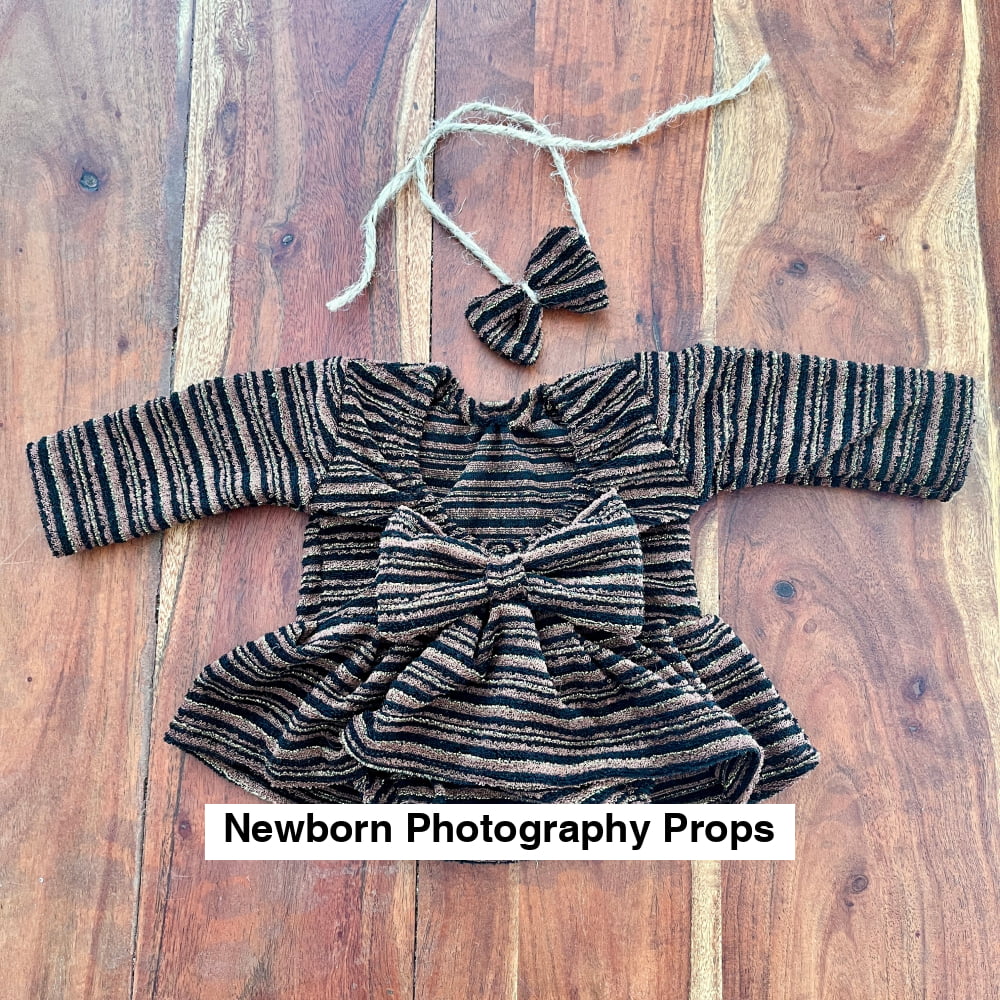 Martha brown & gold Newborn Photography Prop Outfit For Girl