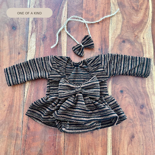 Martha brown & gold Newborn Photography Prop Outfit For Girl