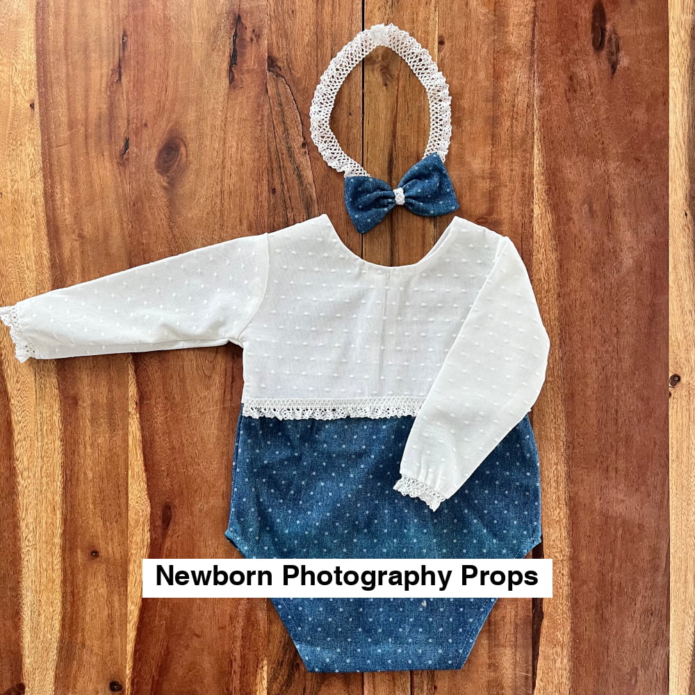 Mary sitter white & blue Photography Prop Outfit For Girl
