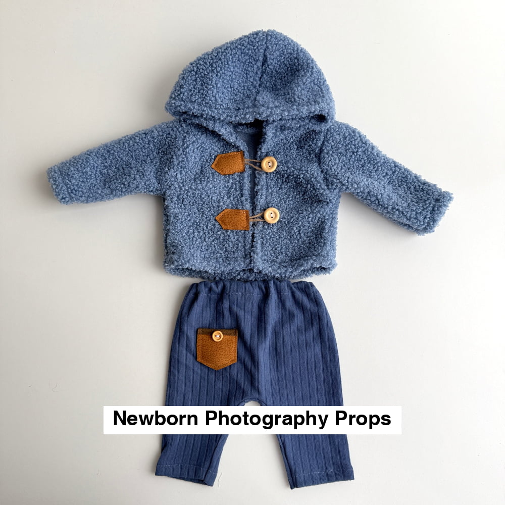 Mateo – Dusty Blue Newborn Hoodie Set