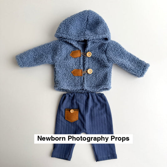 Mateo – Dusty Blue Newborn Hoodie Set