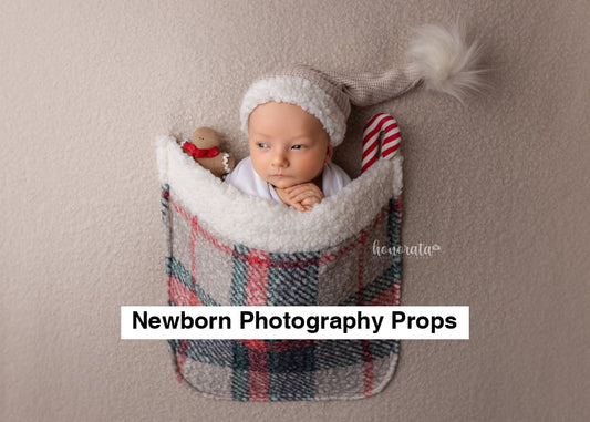 Milkshake Santa Hat Backdrop with a pocket. Newborn photo props - Santa hat, backdrop with a pocket