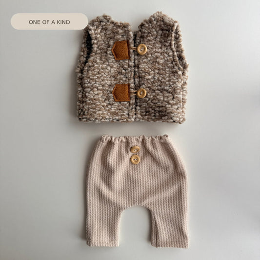 Milkshake Teddy Vest & Knit Pants Set – Newborn Photography Props