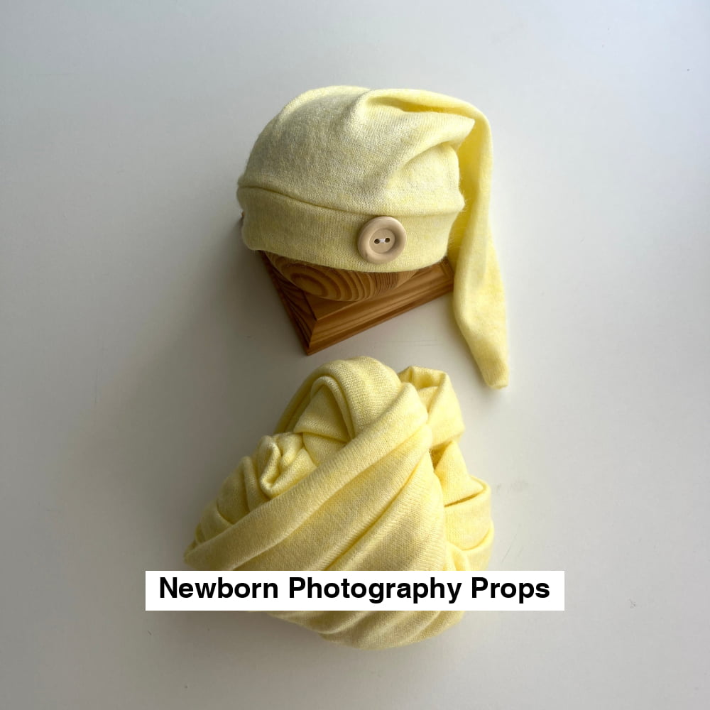 Newborn hat with wrap Newborn Photography Props yellow
