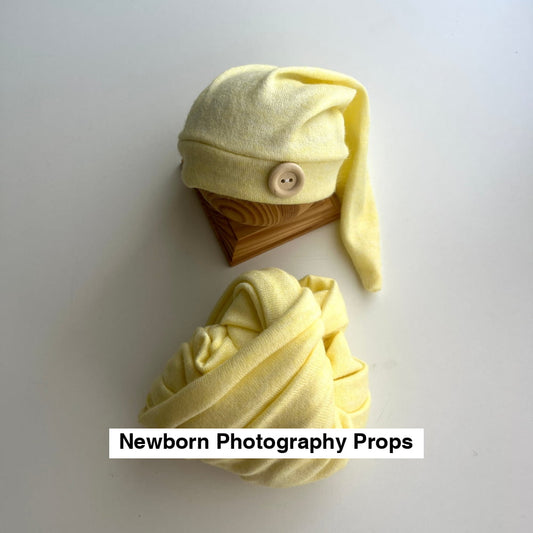 Newborn hat with wrap Newborn Photography Props yellow