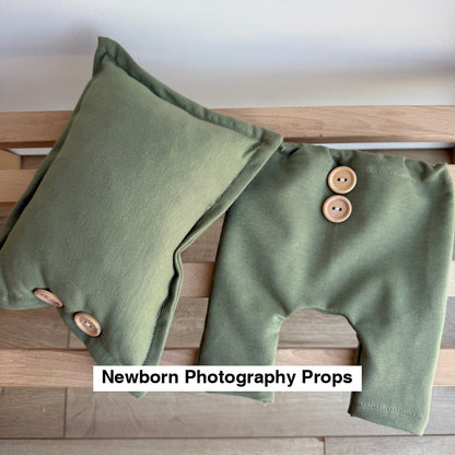 Newborn pants and pillow olive Newborn Photography Props