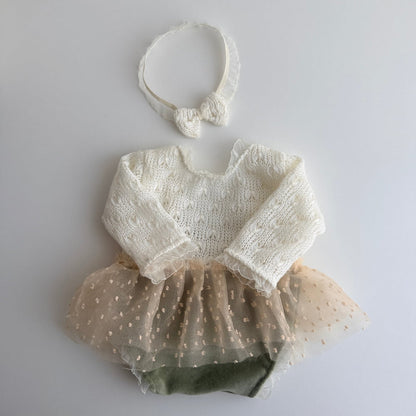 Olive and Gold Boho newborn dress Newborn Photography Props