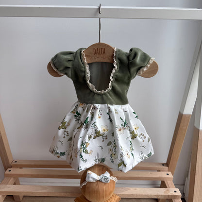 Olive Dress Newborn Photography Prop Outfit For Girl - Newborn