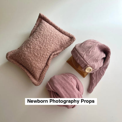Pink Bonnet with pillow and wrap Newborn Photography Props 14
