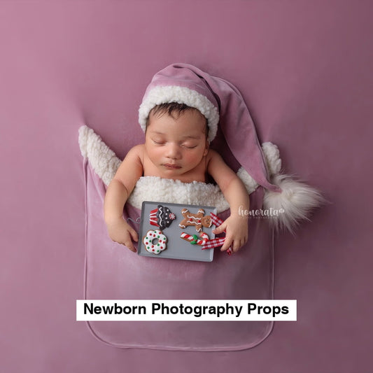 Pink Santa Hat Backdrop with a pocket. Newborn photo props - Pink ready to send