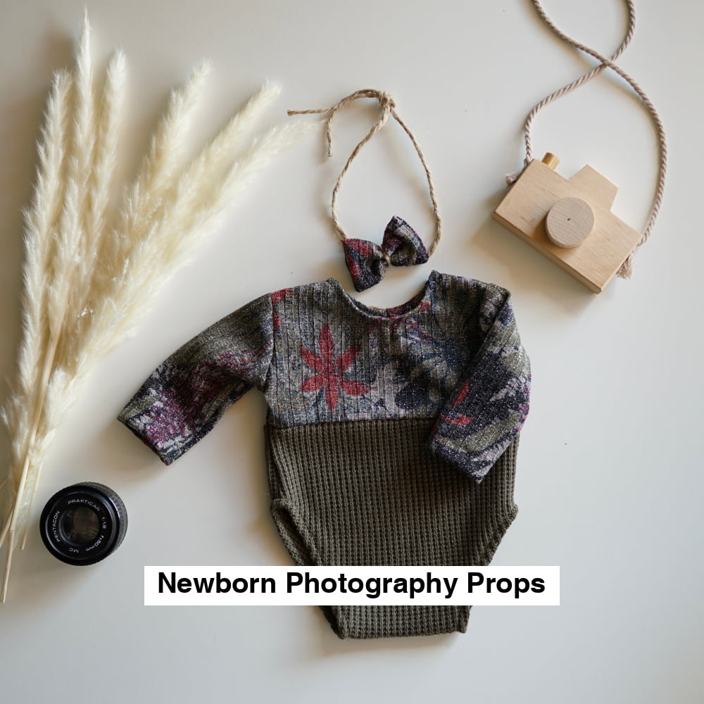 Popy khaki Newborn Photography Prop Outfit For Girl
