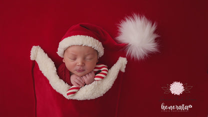 Santa Hat, Backdrop with a pocket. Newborn photo props