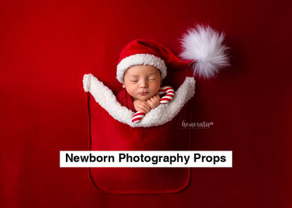 Santa Hat Backdrop with a pocket. Newborn photo props - Santa hat, backdrop with a pocket