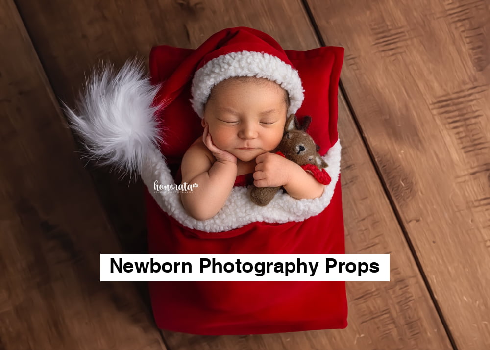 Santa Newborn Photography Set | Mattress Cover with Pocket Pillow & Hat | Optional Foam Insert