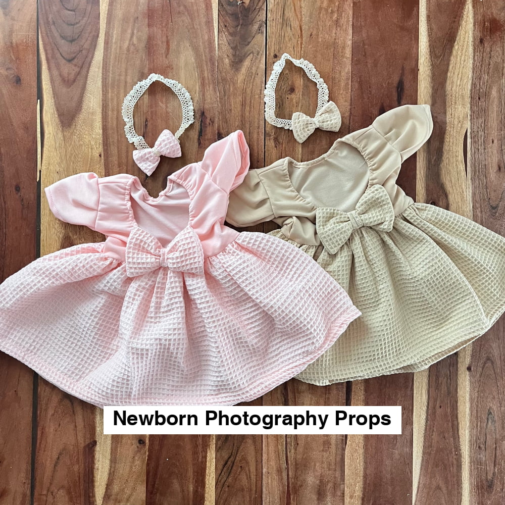 Sitter dress beige and pink Photography Prop Outfit For Girl