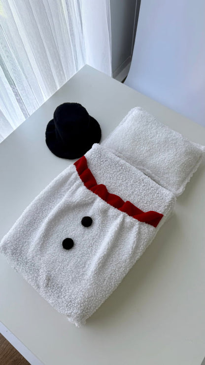 Snowman Newborn Photography Set | Mattress Cover with Pocket Pillow & Hat | Optional Foam Insert