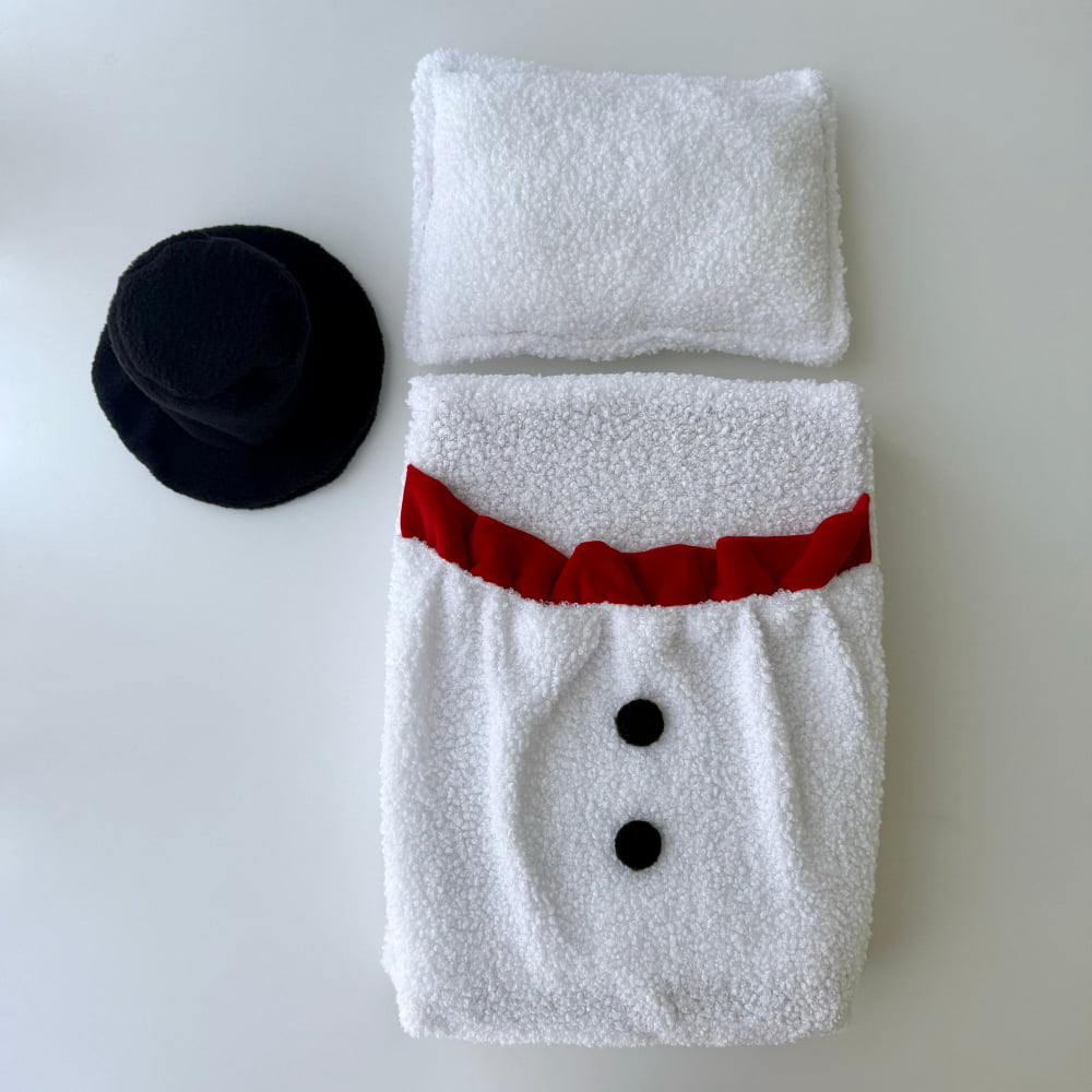 Snowman Newborn Photography Set | Mattress Cover with Pocket Pillow & Hat | Optional Foam Insert - Cover set (cover