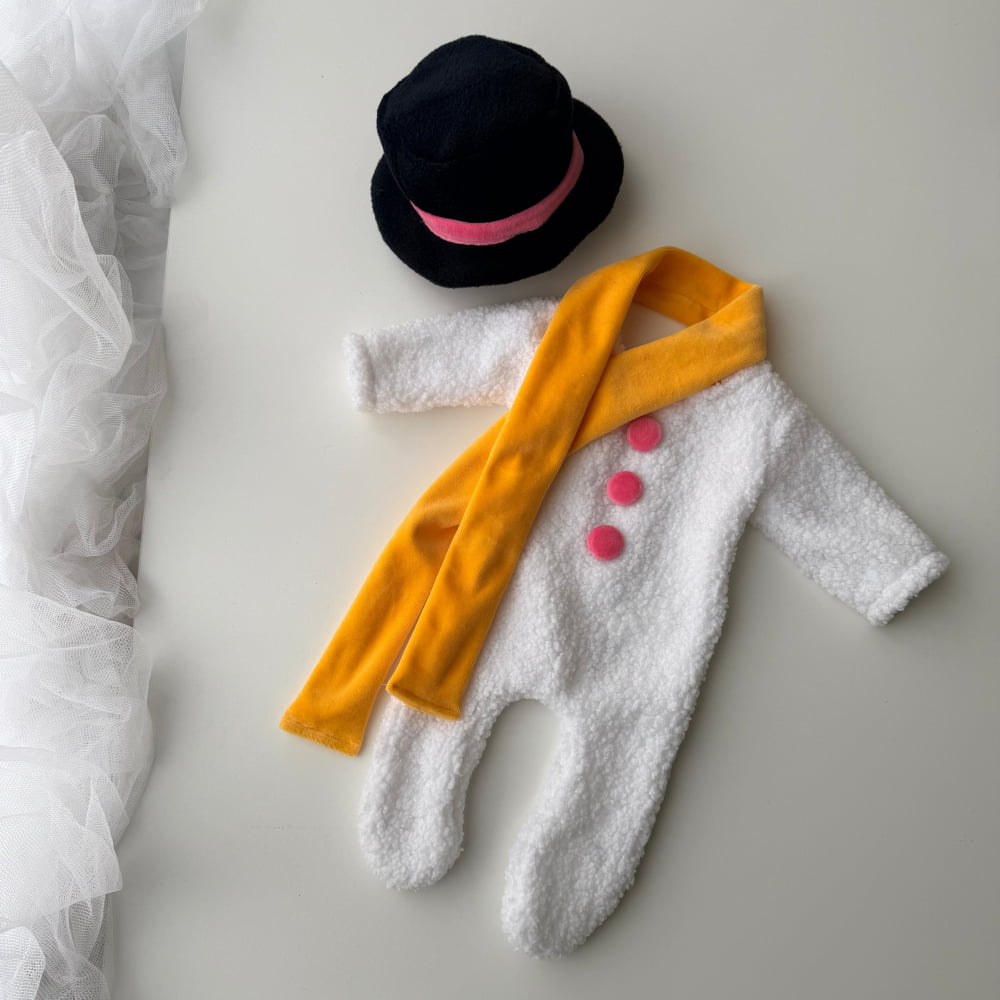 Snowman Outfit with hat and shawl Newborn outfit for Photography Props - girl