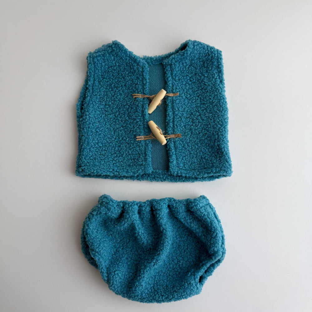 Spring cozy Vest with panties. - Niebieski